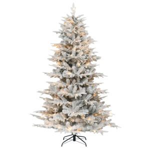 Snow covered Prelit Christmas tree 002