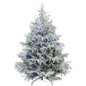 Snow covered Prelit Christmas tree 004