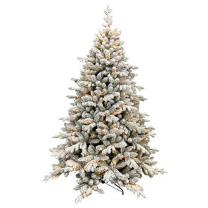 Snow covered Prelit Christmas tree 005