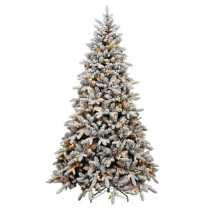 Snow covered Prelit Christmas tree 007
