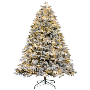 Snow covered Prelit Christmas tree 008