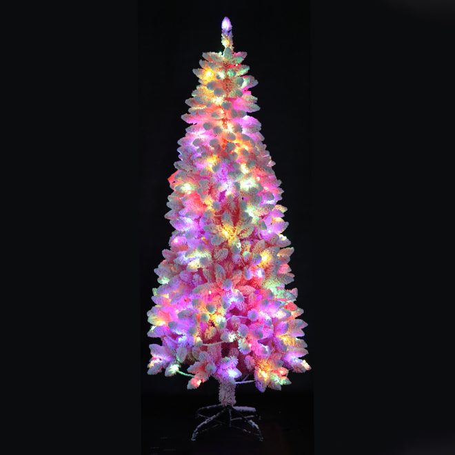 Snow covered Prelit Christmas tree 012